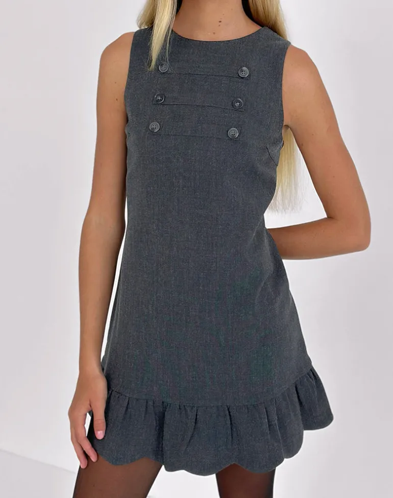 Saraya Mini Dress in Tailoring Grey Blue