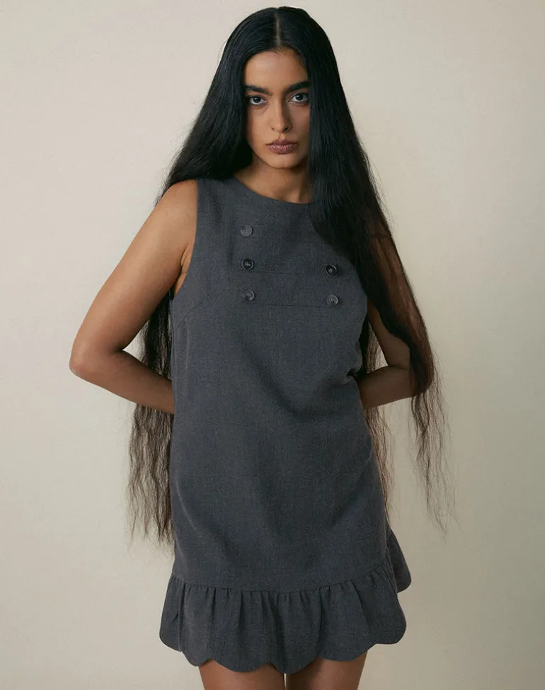 Saraya Mini Dress in Tailoring Grey Blue