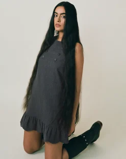Saraya Mini Dress in Tailoring Grey Blue