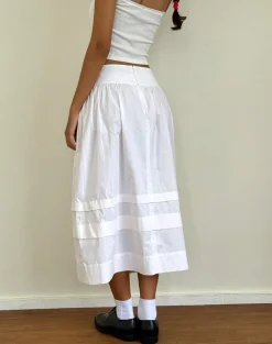 Sarayu Midi Skirt in Poplin White