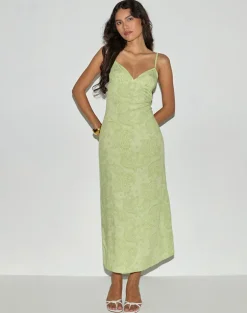Sastra Midi Dress in Retro Paisley Lime