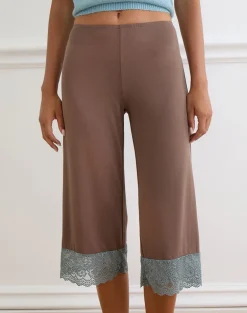 Satomi Capri in Lace Trim Cupro Mink