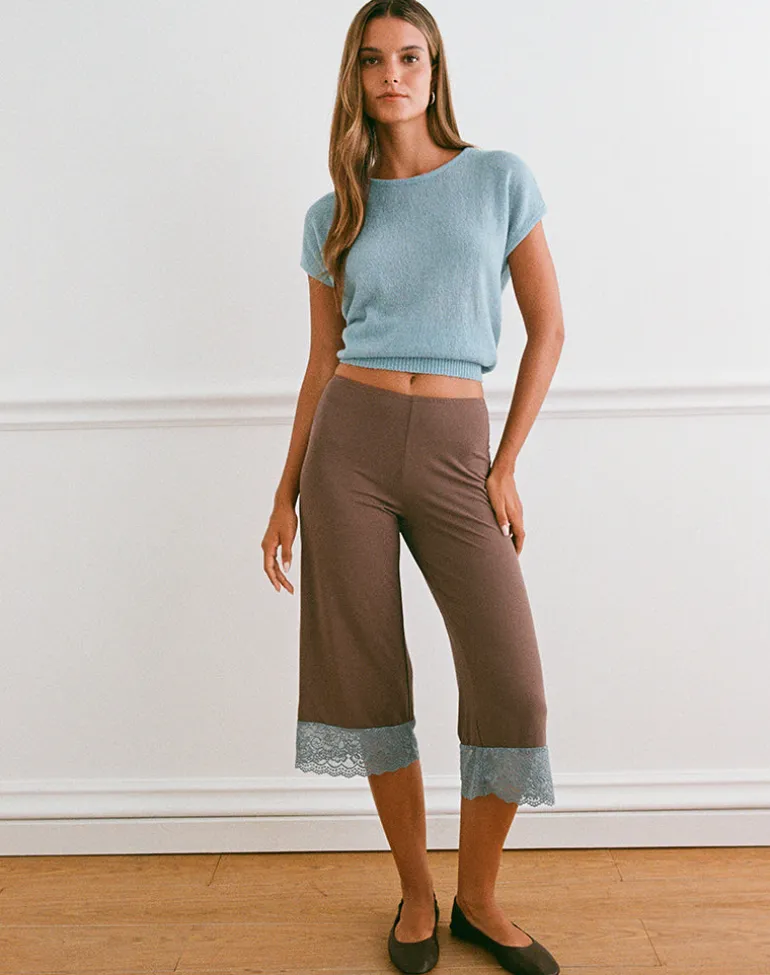 Satomi Capri in Lace Trim Cupro Mink