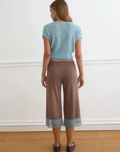 Satomi Capri in Lace Trim Cupro Mink