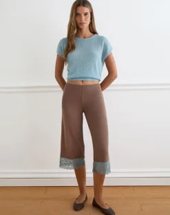 Satomi Capri in Lace Trim Cupro Mink