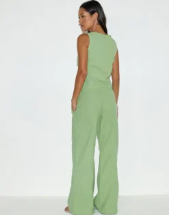 Saucy Trouser in Linen Minty Green