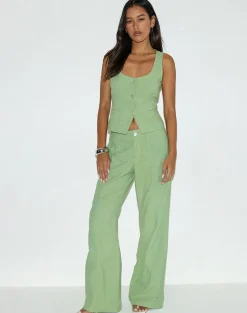 Saucy Trouser in Linen Minty Green