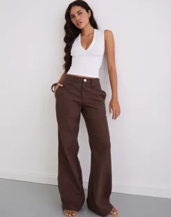 Saucy Trousers in Linen Deep Mahogany