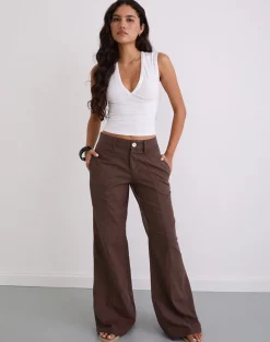 Saucy Trousers in Linen Deep Mahogany