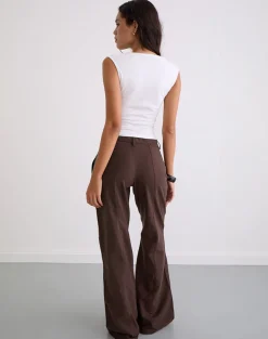 Saucy Trousers in Linen Deep Mahogany