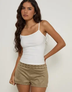 Saumya Hot Pant in Faux Suede Mushroom Grey