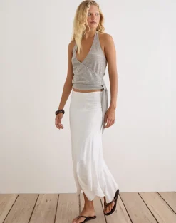 Sayena Top in Sheer Knit Light Grey