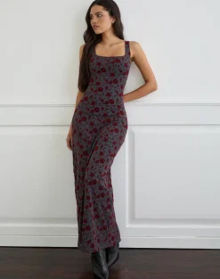 Sayidan Maxi Dress in Garden Floral Blue Grey