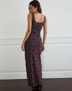 Sayidan Maxi Dress in Garden Floral Blue Grey