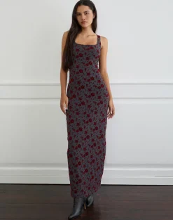 Sayidan Maxi Dress in Garden Floral Blue Grey