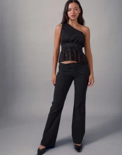 Sayong One Shoulder Top in Floral Lace Black