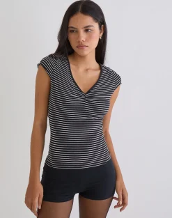 Seiren Top in Stripe Jersey Black and White
