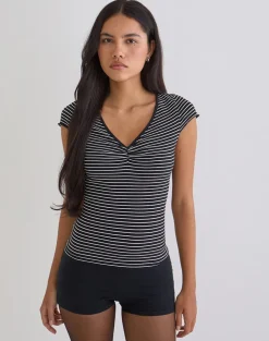 Seiren Top in Stripe Jersey Black and White