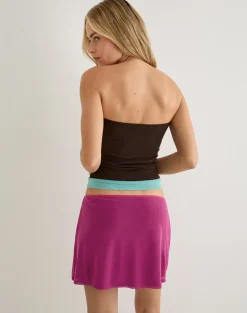 Sekali Bandeau Top in Dark Brown and Blue