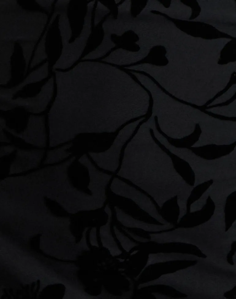 Selca Mini Dress in Flock Leaf Flower Black