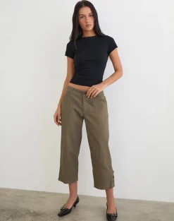 Selesa Capri Trouser in Twill Khaki