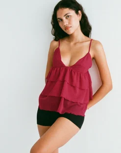 Selvina Frill Cami Top in Red