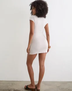 Senobia Keyhole Mini Dress in Cannoli Cream