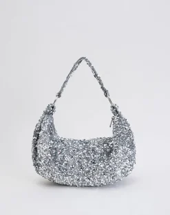 Sequin Hobo Bag in Silver