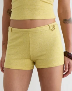 Sera Micro Short in Shimmer Knit Yellow
