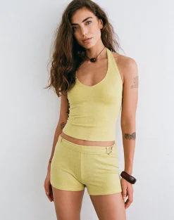 Sera Micro Short in Shimmer Knit Yellow