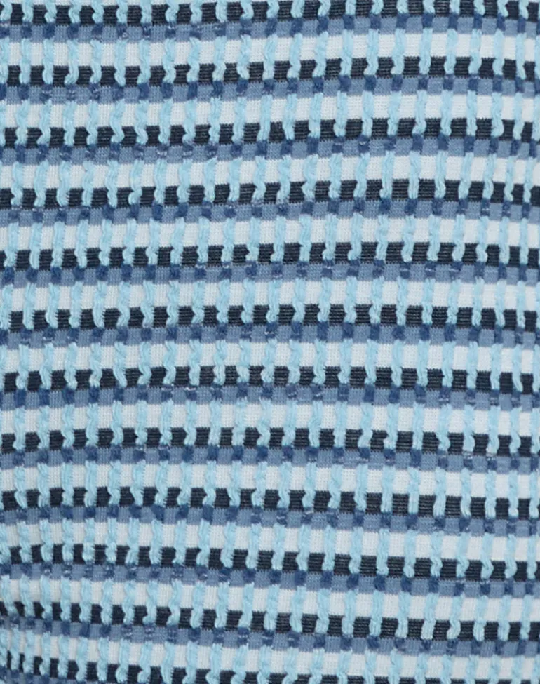 Sera Micro Short in Textured Rib Stripe Tonal Blue
