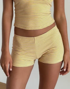 Sera Micro Shorts in Stripe Jersey Yellow Grey