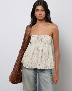 Setsuko Bandeau Longline Top in Bambi Ivory