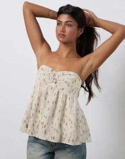 Setsuko Bandeau Longline Top in Bambi Ivory
