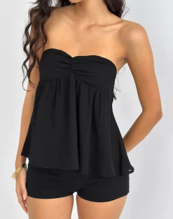 Setsuko Bandeau Longline Top in Black