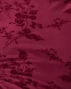 Sevila Long Sleeve Mini Dress in Flocked Botanical Flower Maroon