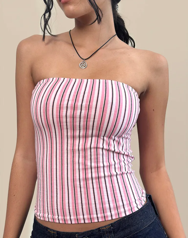 Shaelo Bandeau Top in Pinstripe Pink
