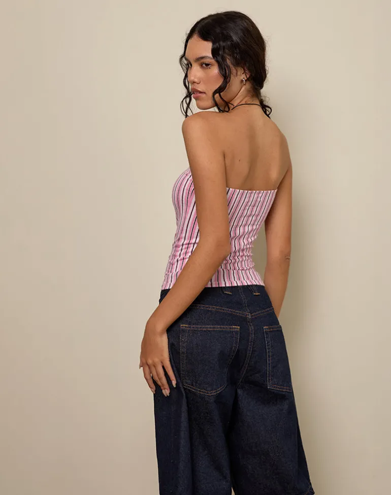 Shaelo Bandeau Top in Pinstripe Pink