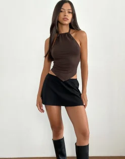 Shalas Halter Top in Jersey Bitter Chocolate