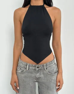 Shalas Halter Top in Rayon Jersey Black
