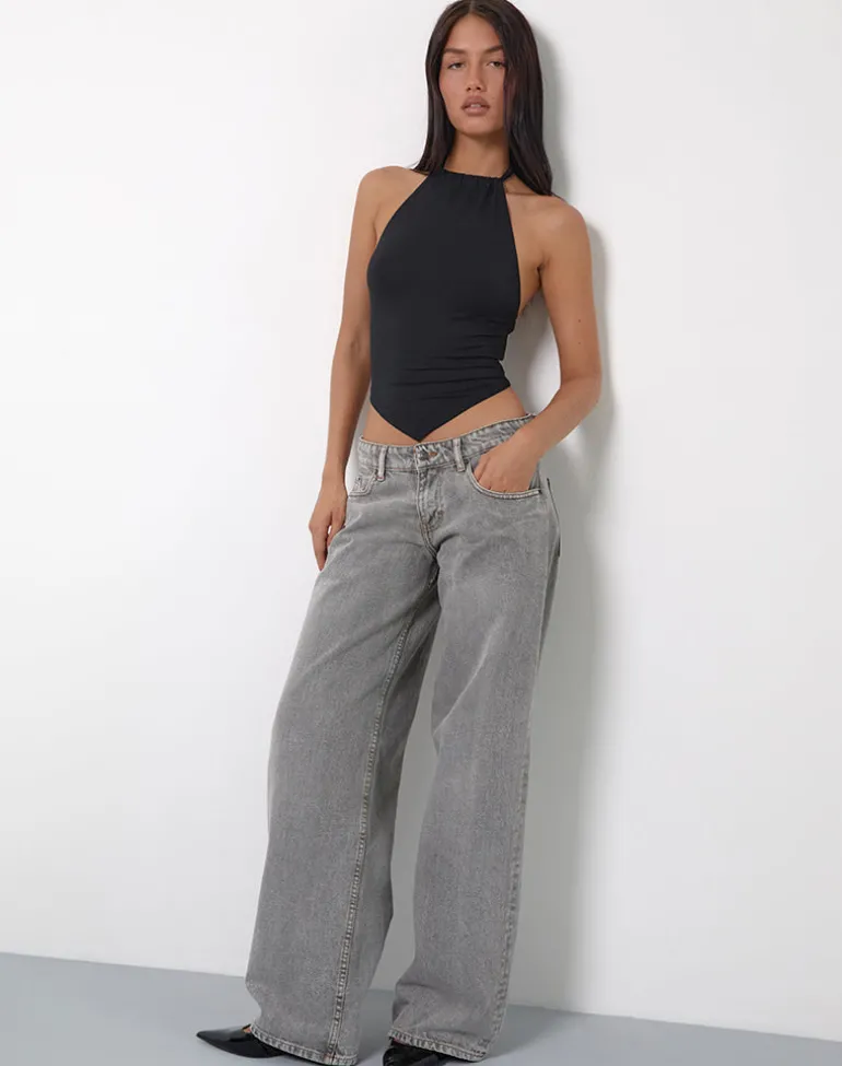 Shalas Halter Top in Rayon Jersey Black