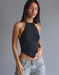 Shalas Halter Top in Rayon Jersey Black
