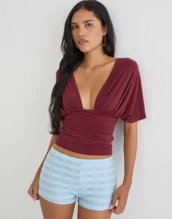 Shama Hot Pant in Textured Mesh Blue