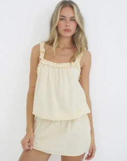 Shasta Mini Dress in Poplin Buttermilk