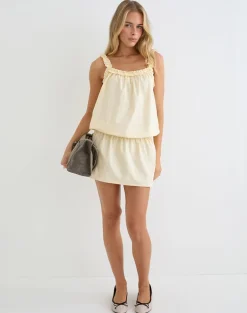 Shasta Mini Dress in Poplin Buttermilk