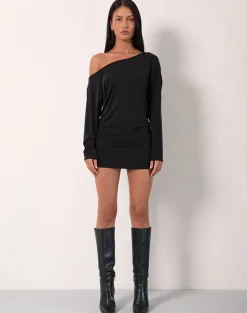 Shelisa Slouchy Mini Dress in Black