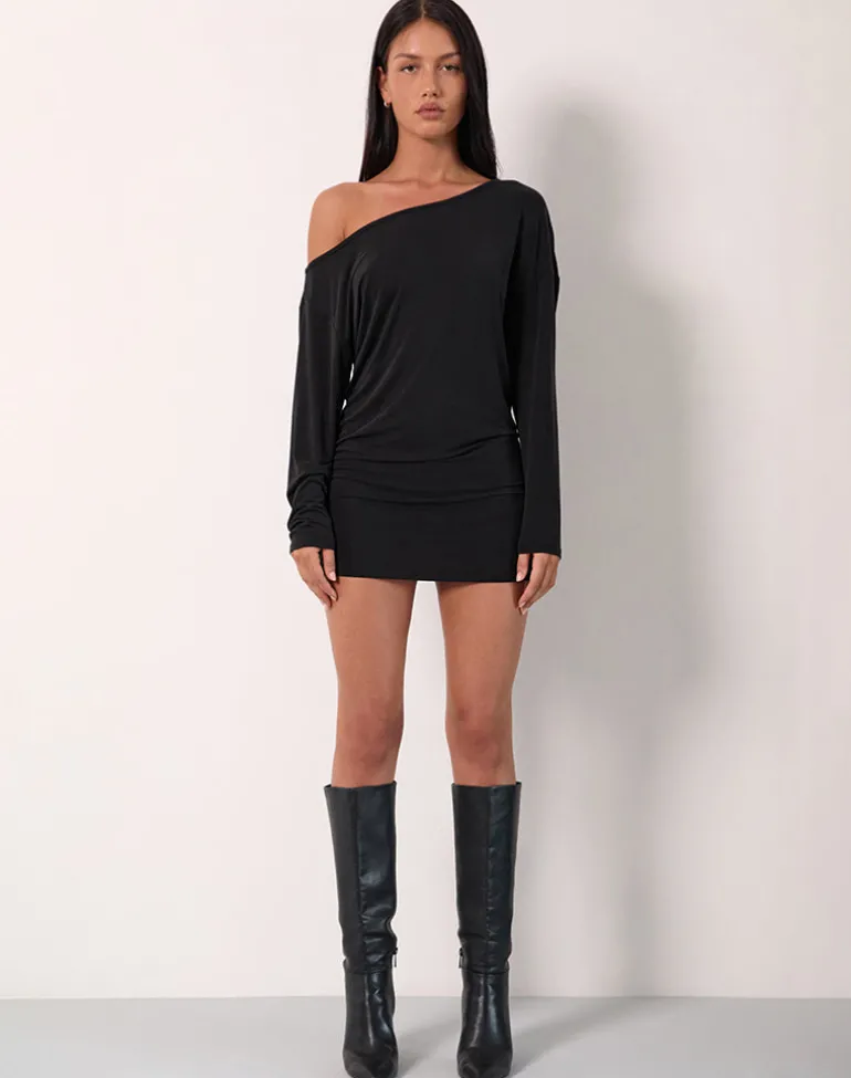 Shelisa Slouchy Mini Dress in Black