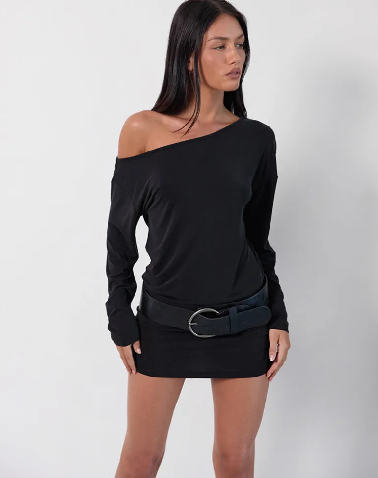 Shelisa Slouchy Mini Dress in Black