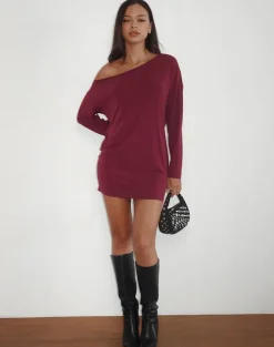Shelisa Slouchy Mini Dress in Deep Red