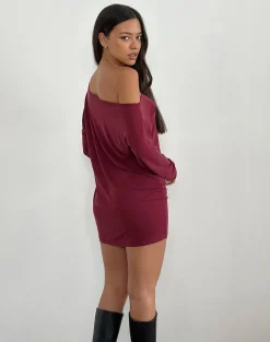 Shelisa Slouchy Mini Dress in Deep Red